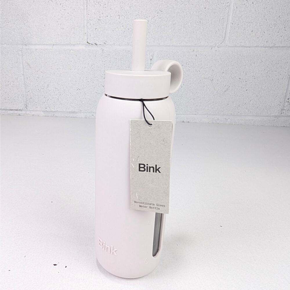 Bink 21 oz Day Bottle W/Straw Cap - Bone - Borosilicate Glass